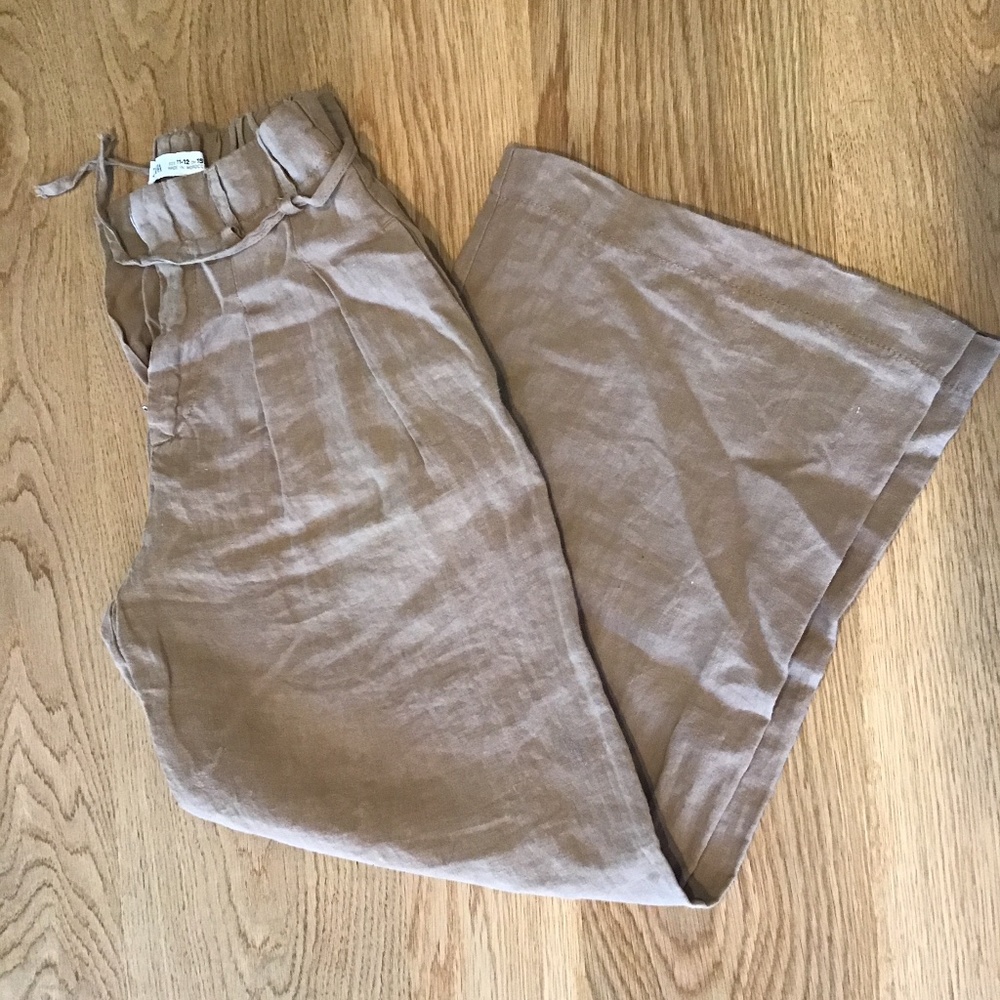 ZARA girls pleated linen pants